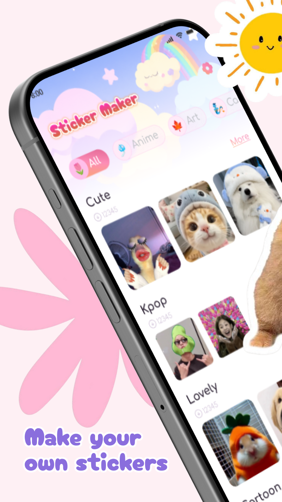 Sticker creator home screen